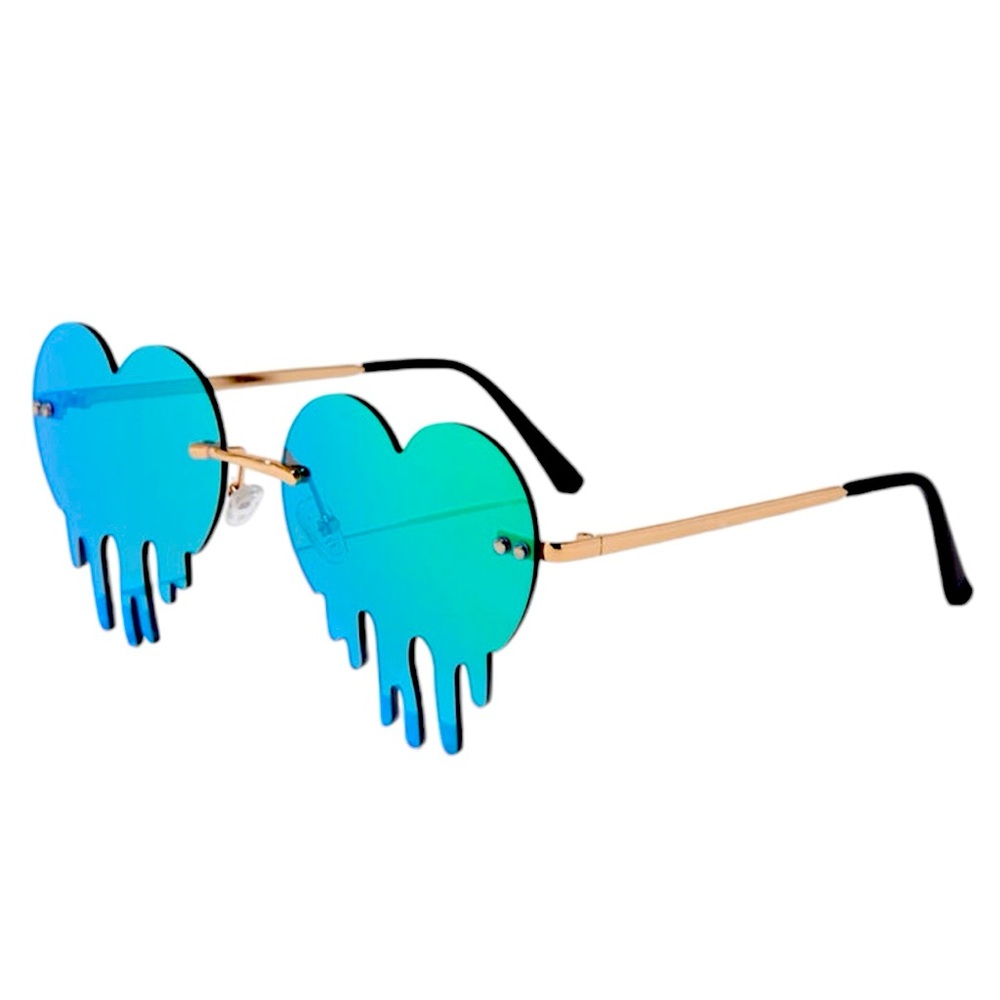 Green Ombre Drippy Heart Rim Sunglasses - NWT